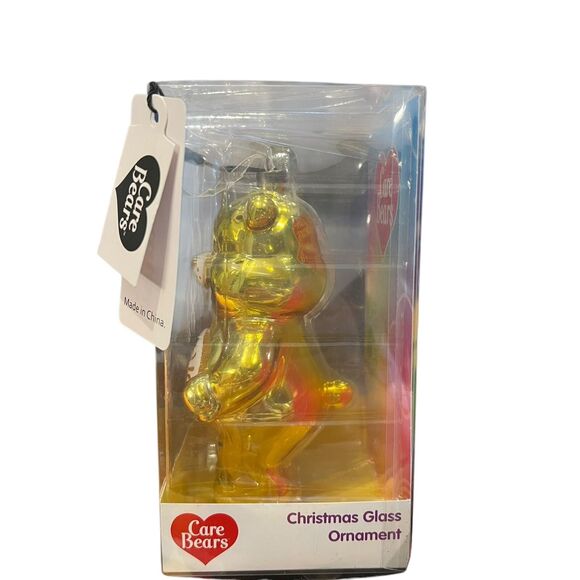 Care Bears Gold Sunshine Funshine Bear 5" Glass Christmas Ornament - Picture 3 of 6